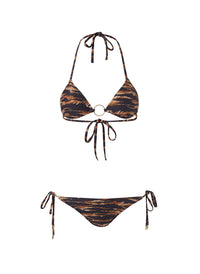 miami safari bamboo ring trim triangle bikini Cutout