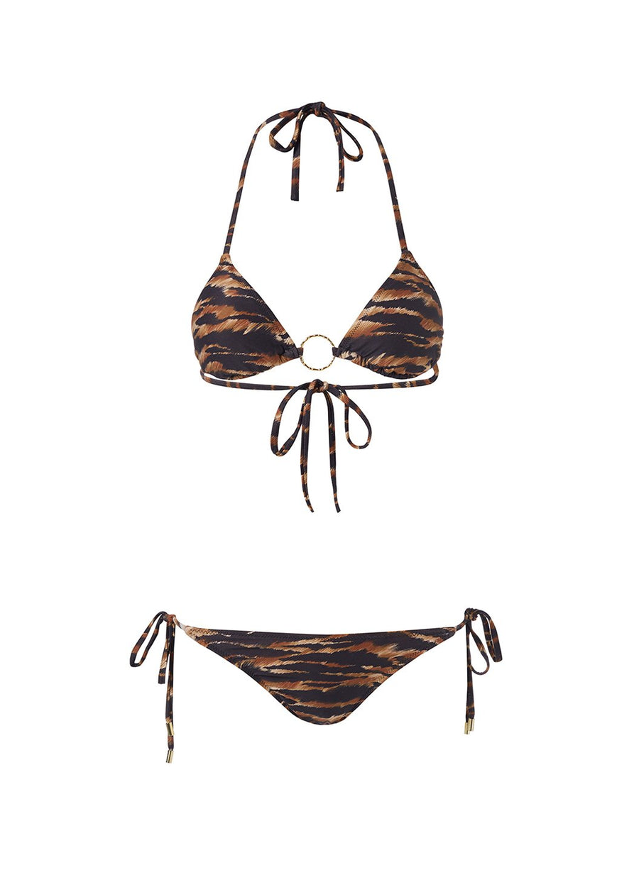 miami safari bamboo ring trim triangle bikini Cutout