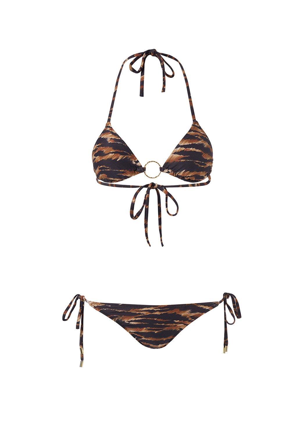 miami safari bamboo ring trim triangle bikini Cutout