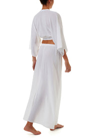 Dru White Button Down Maxi Skirt