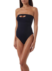 nantes black slit bandeau swimsuit model_F