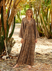 natalie cheetah print lace up long kaftan-lifestyle