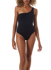 palermo black ribbed one shoulder swimsuit model_P