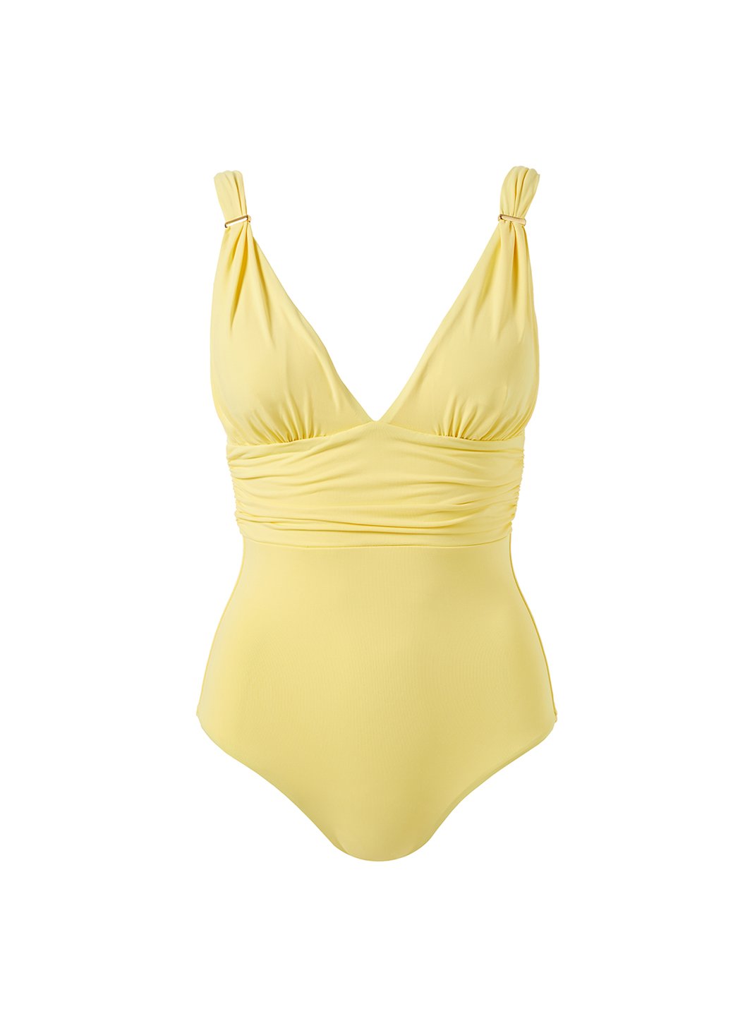 panarea yellow bar trim over the shoulder swimsuit Cutout