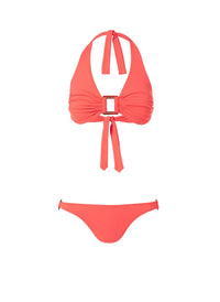 Paris Tangerine Rectangle Trim Halterneck Bikini Bikini 2020