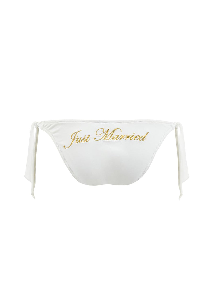 Maldives White Just Married Tie Side Bikini Bottoms