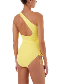 polynesia yellow oneshoulder ruched onepiece swimsuit 2019 B