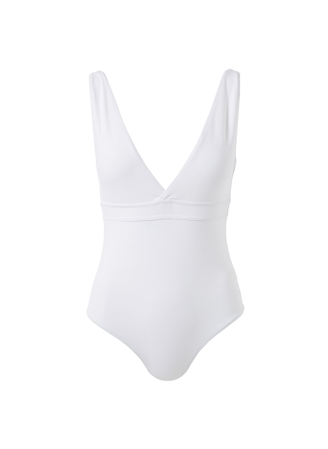 pomepii white v neck over the shoulder swimsuit Cutout