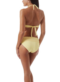 provence yellow ribbed supportive halterneck bikini model_B