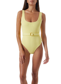 rio yellow ridges belted over the shoulder swimsuit model_P