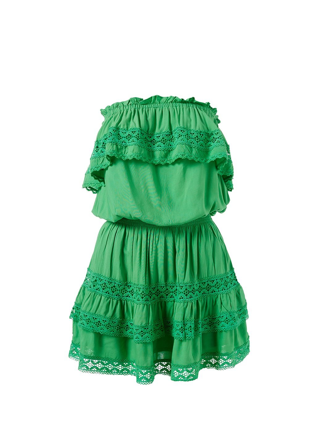 salma green frill bandeau short dress