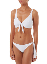 sanjuan white pique overtheshoulder knot supportive bikini 2019 F