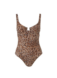 sanremo cheetah print underwired over the shoulder swimsuit Cutout
