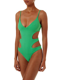 santorini green overtheshoulder cutout onepiece swimsuit 2019 F