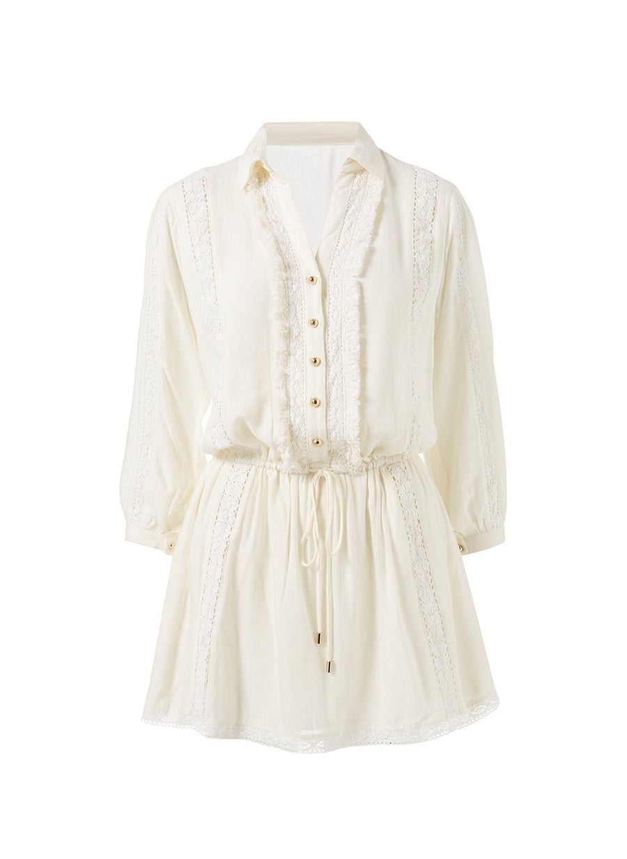 scarlet cream button down short dress Cutout