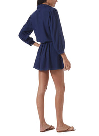 scarlett navy button down dress model_B