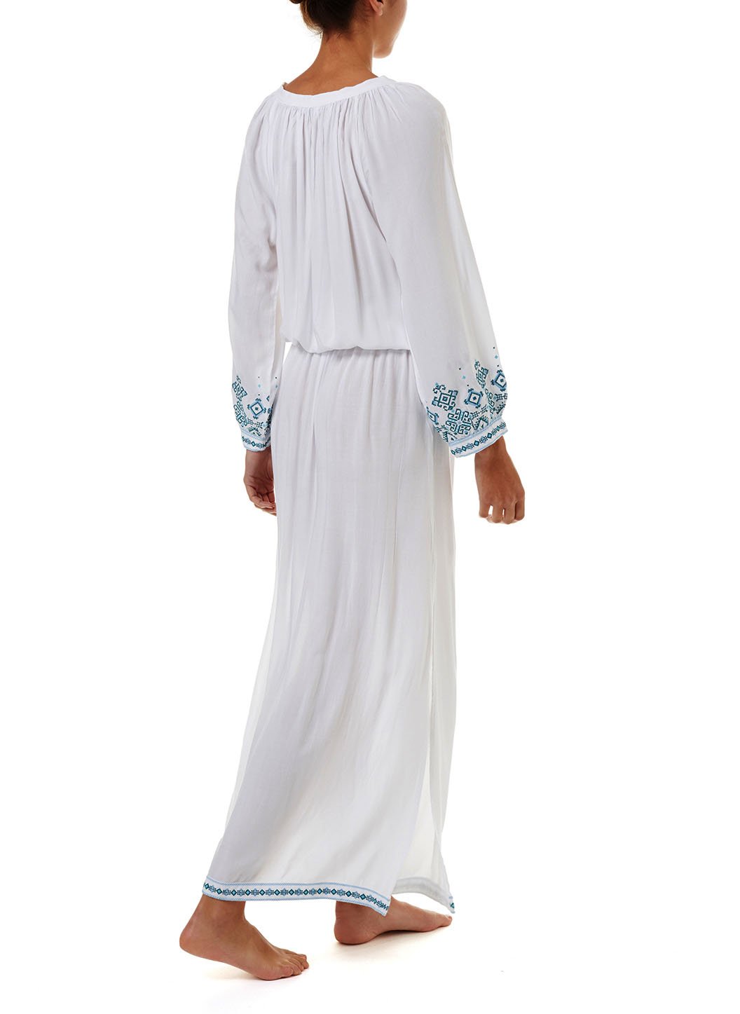 Sienna Whitemint Embroidered 34Sleeve Maxi Dress | Official Site
