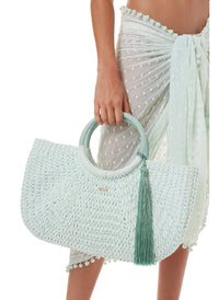 sorrento woven basket tassle bag mint 2019 3