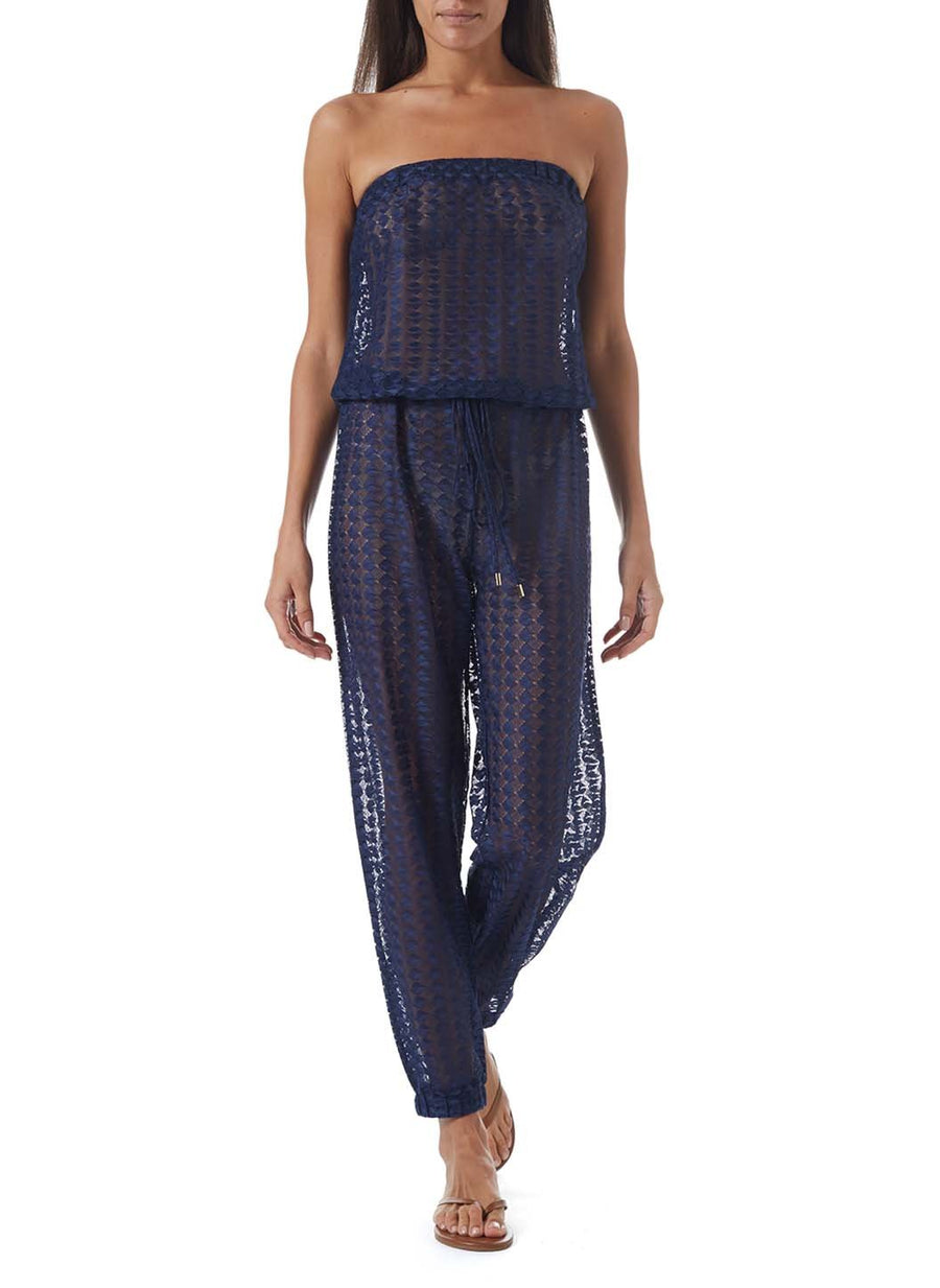 stella navy knit bandeau jumpsuit model_F