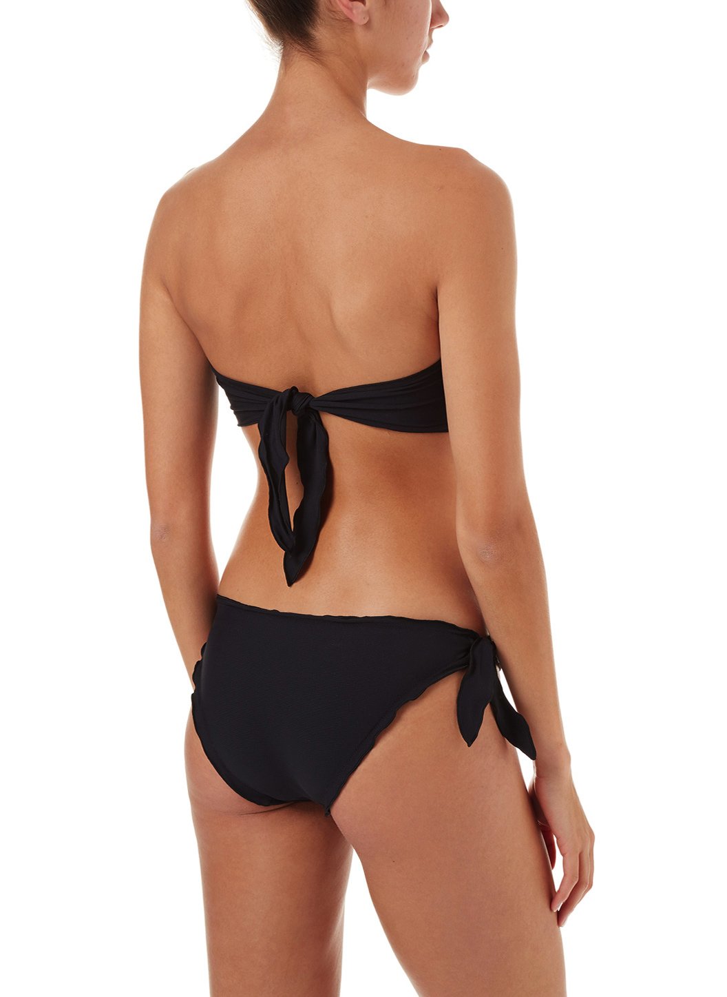 St Martin Black Ribbed Bandeau Popper Bikini | Official Site