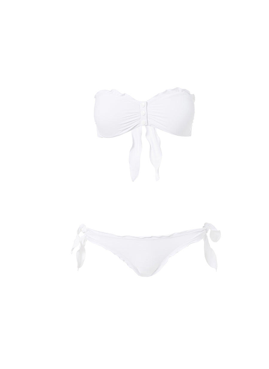 St Martin White Ribbed Popper Bikini