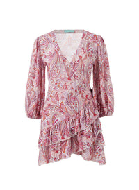 tabitha pink floral wrap short dress