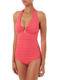 tampa coral zigzag halterneck utrim onepiece swimsuit 2019 F