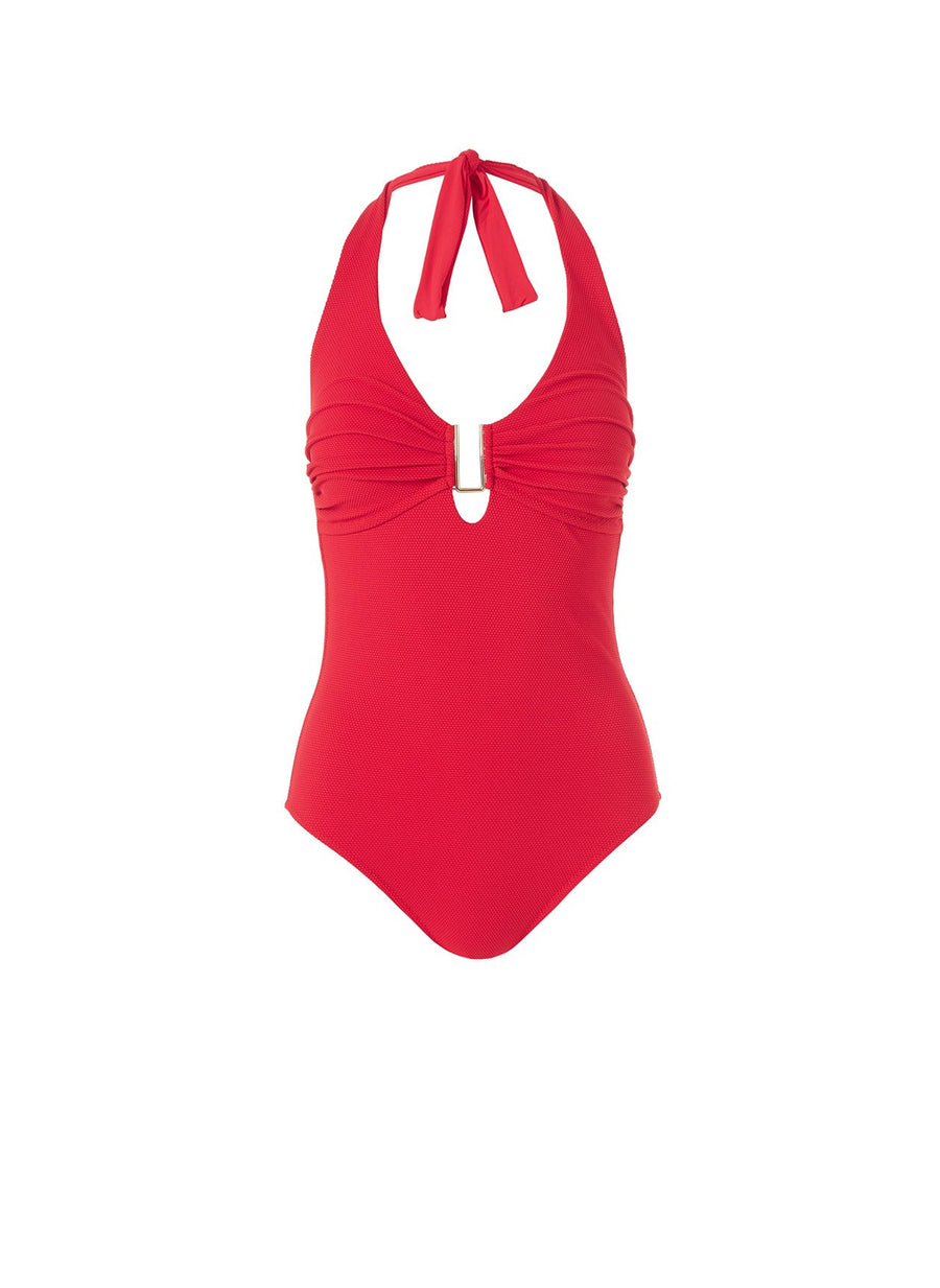 Tampa Red Pique Swimsuit