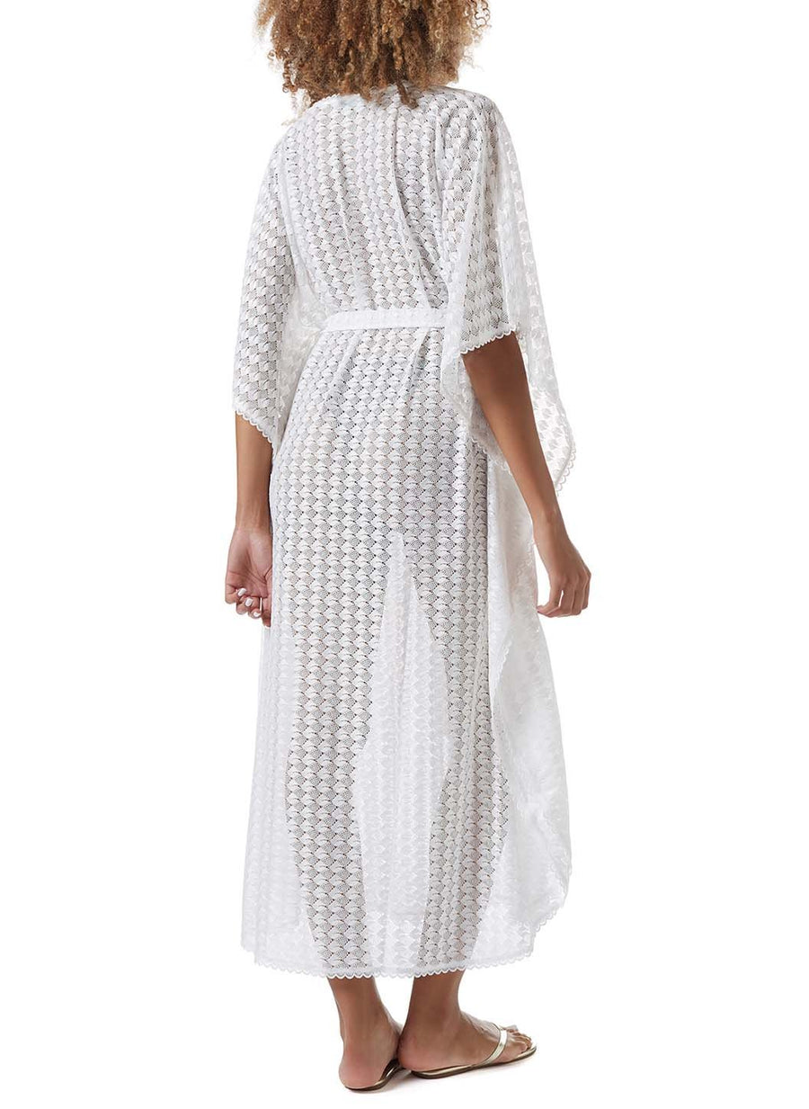 tara white knit belted long kaftan model_B
