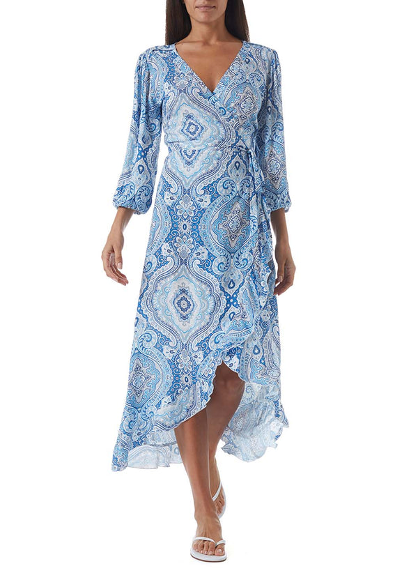 BEACH HOUSE DRESS (BLUE PAISLEY)