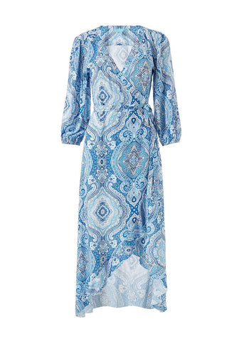 Melissa Odabash Taylor Blue Paisley Wrap Midi Dress | Official Website