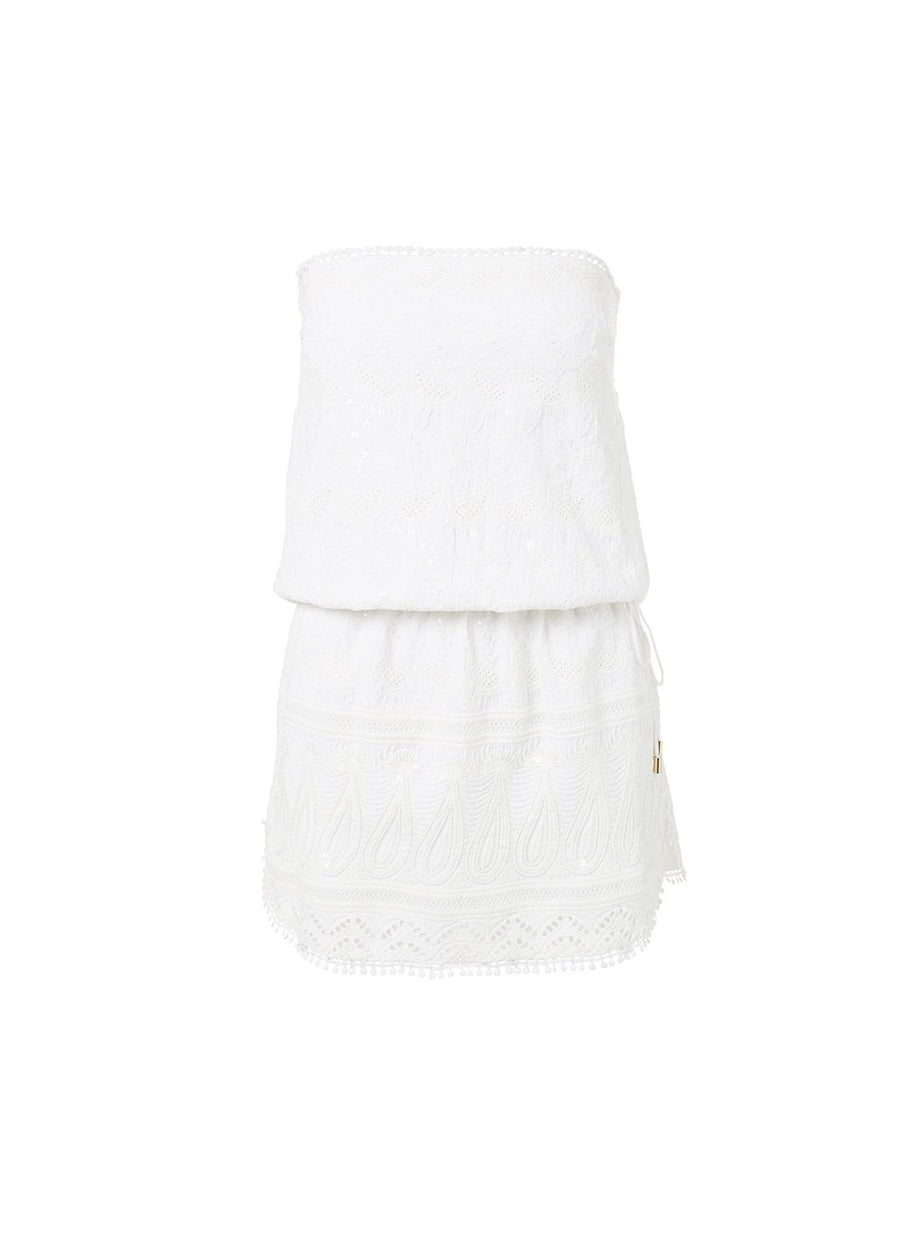 tia white textured short bandeau dress 2019