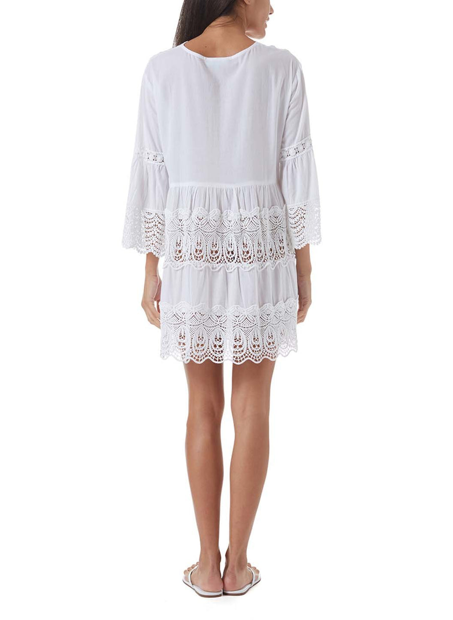 vanessa white lace insert short kaftan model_B