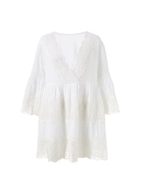 vanessa white lace insert short kaftan