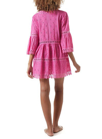 victoria hot pink embroidered short kaftan model_B