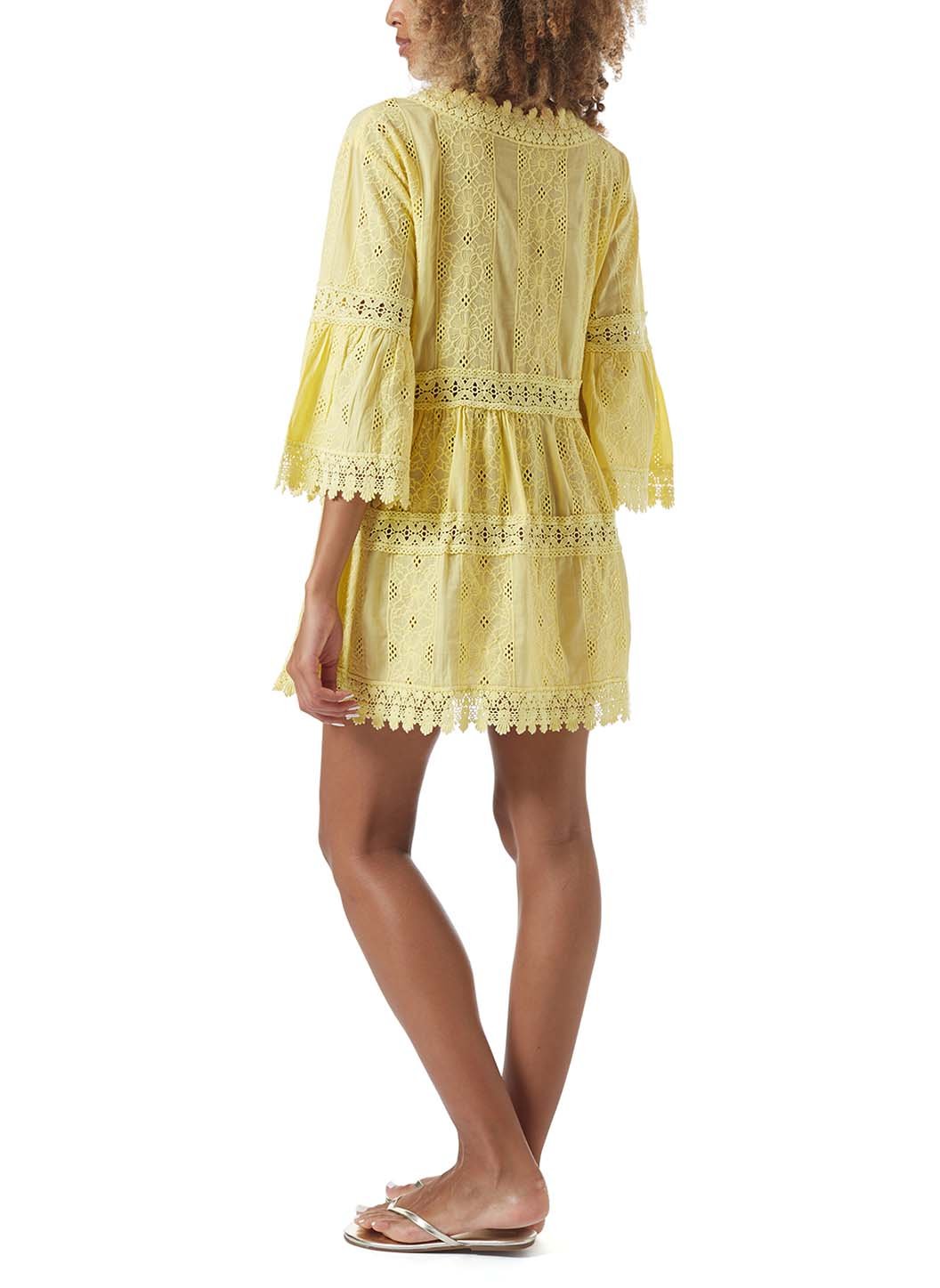 victoria yellow embroidered short kaftan model_B