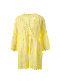 victoria yellow embroidered short kaftan