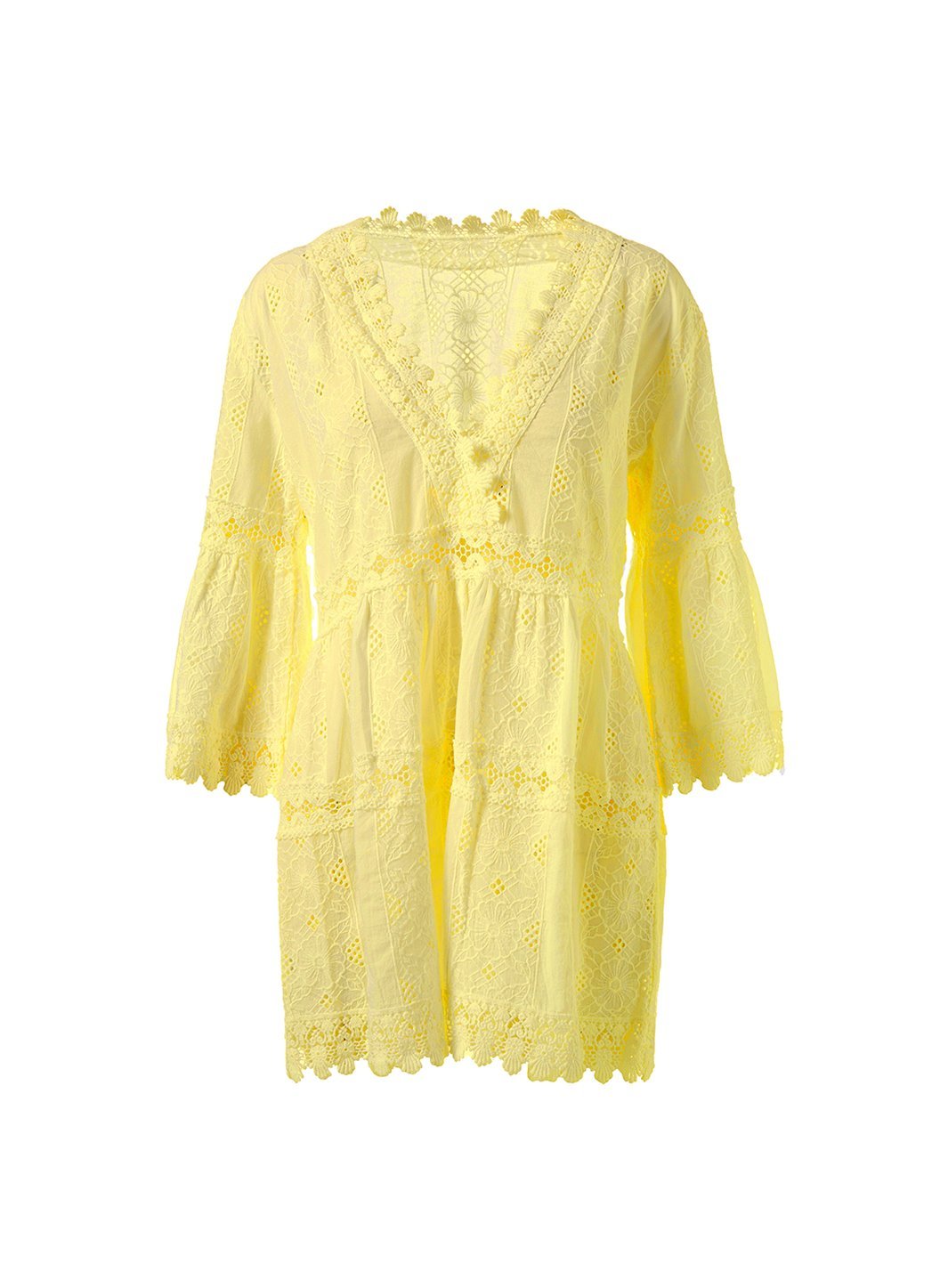 victoria yellow embroidered short kaftan