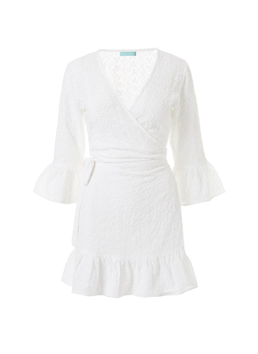 vogue white short belted wrap dress 2019