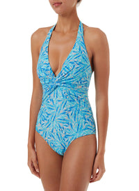 zanzibar blueleaf halterneck ruched knot onepiece swimsuit 2019 F