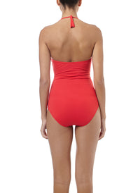 Zanzibar Red Halterneck Ruched Knot Swimsuit